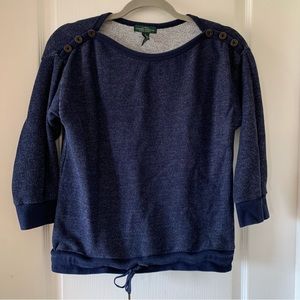 Ralph Lauren blue button shoulder knit sweater